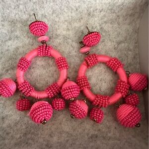 JCrew statement earrings, hot pink